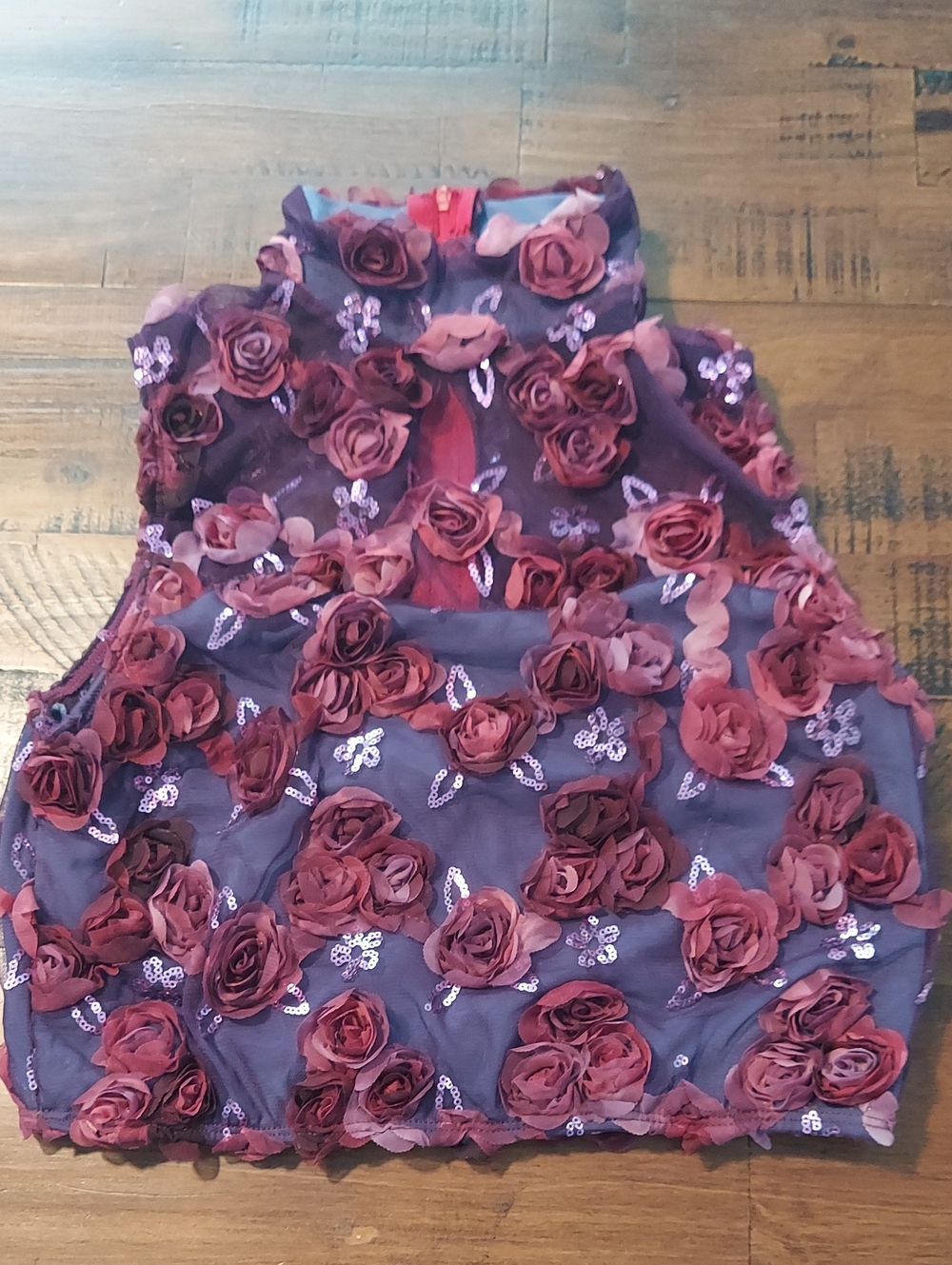 Weissman Floral Rosette Sequin Dance Costume Leotard Adult M 8/10 Style 6759